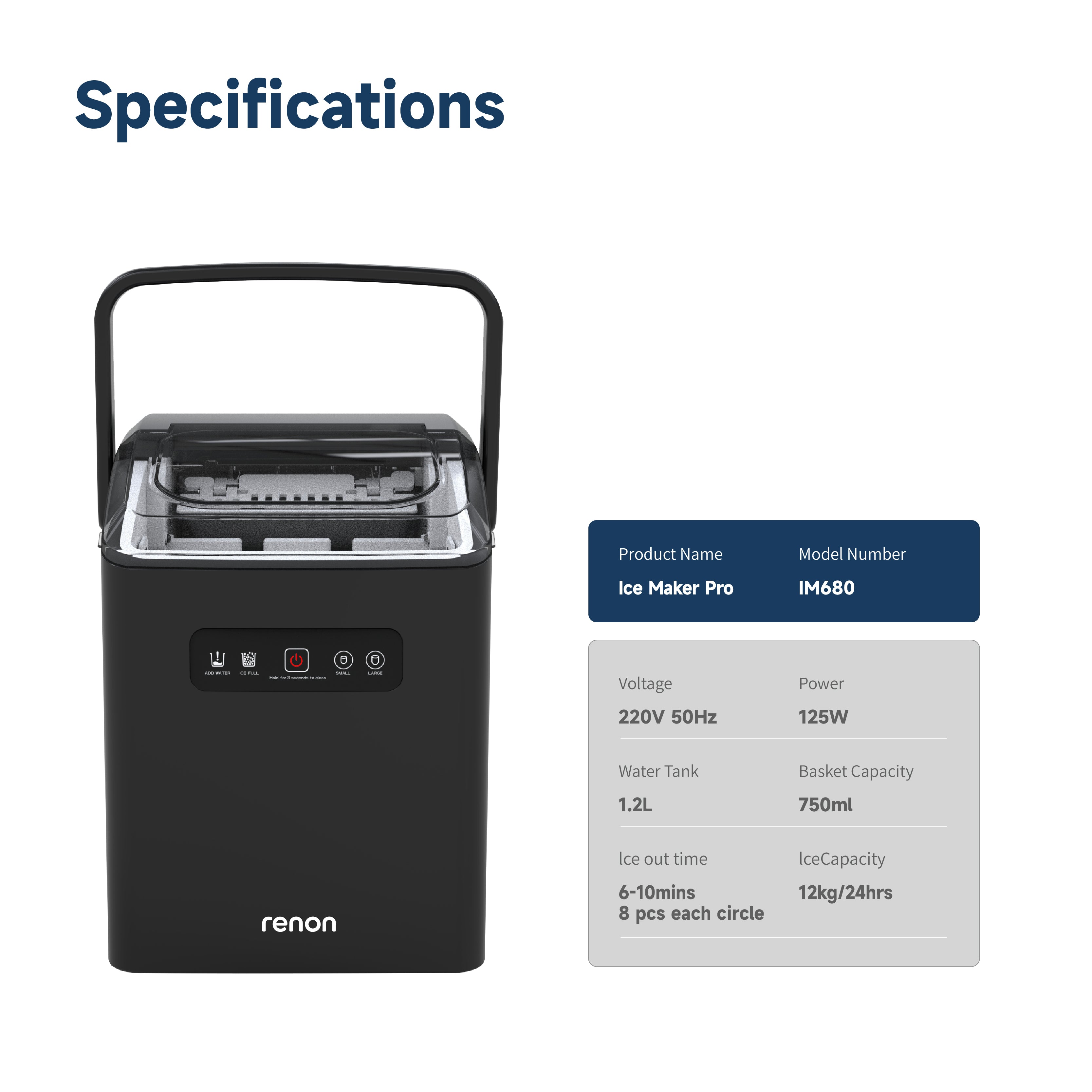 Ice Maker Pro 750ml ice basket IM680